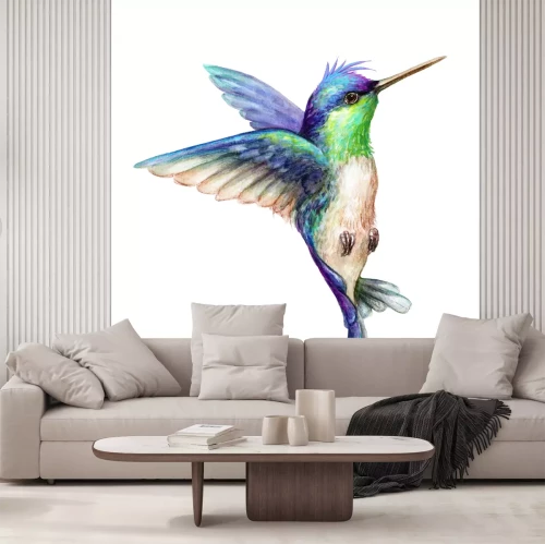 Sticker Afbeelding van een kleurrijke vogel in vlucht.