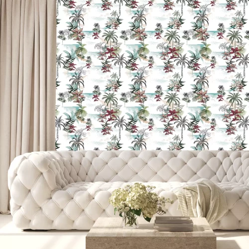 Behang Abstract overzees en vegetatiestrand