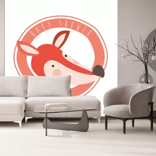 Sticker schattige vos met rond frame