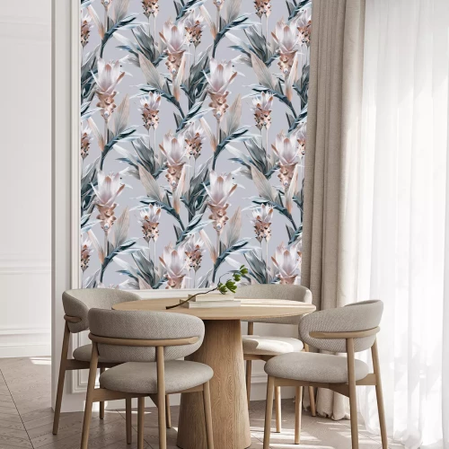 Behang Exotisch bloemenpatroon. Artistieke achtergrond.