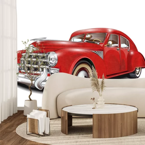 Sticker Rode retro auto realistische afbeeldingen