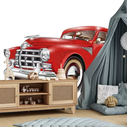 Sticker Rode retro auto realistische afbeeldingen