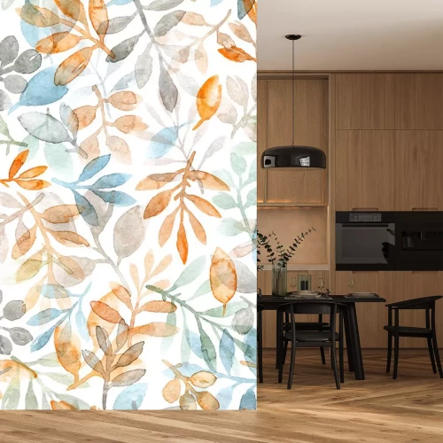 Sticker Aquarel bladeren in de herfst tinten