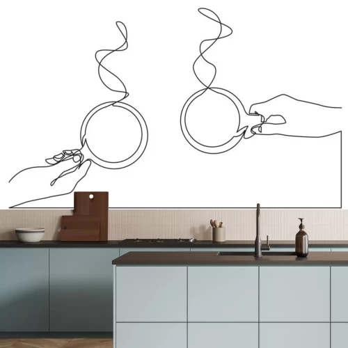 Sticker Koffiekopjes minimalistische afbeeldingen