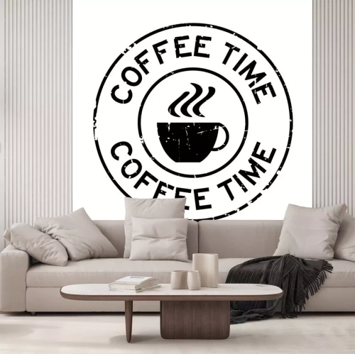 Sticker Stempel met een kopje koffie en de inscriptie