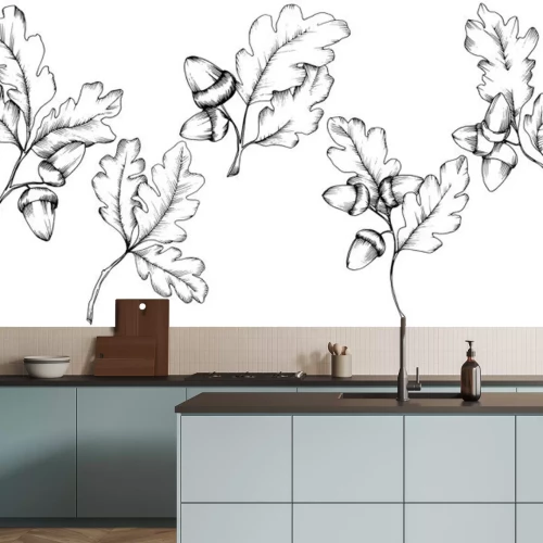 Sticker Vector herfst eikenbladeren. Blad plant botanische tuin bloemen gebladerte. Geïsoleerde illustratie element. Vectorblad voor achtergrond, textuur, omslagpatroon, kader of grens.