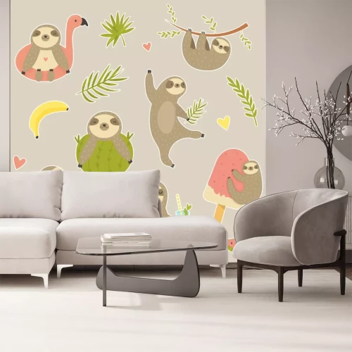 Sticker Grote set stickers met schattige luiaard