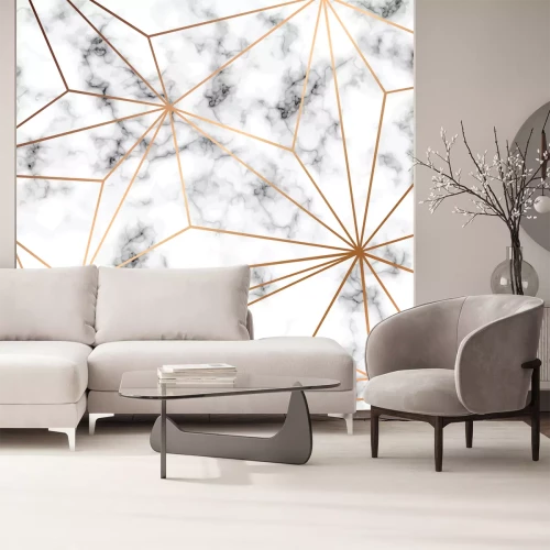 Fotobehang Marmeren wand met goudaderen