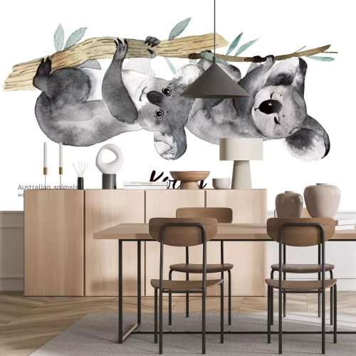 Sticker Australian dieren aquarel illustratie hand moord dieren in het wild op een witte achtergrond.