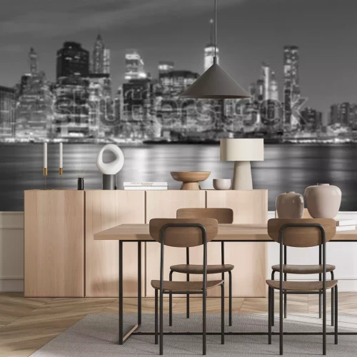 Fotobehang Zwart-witte skyline van NY