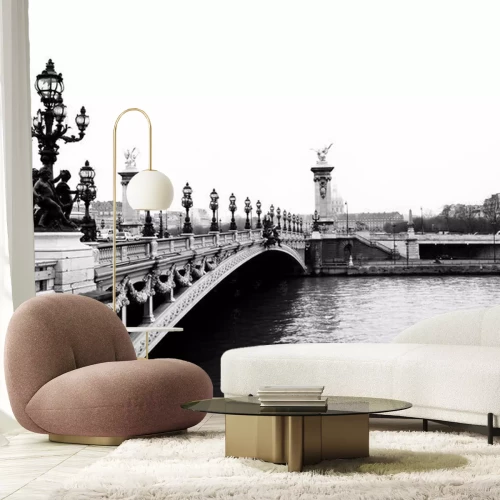 Fotobehang Zwart-witte brug