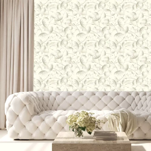 Behang Beige paardebloem subtiele romantische graphics