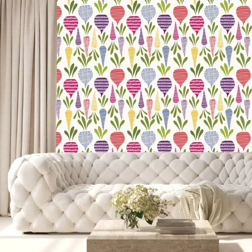 Behang Gevormde kleurrijke wortelen en bieten