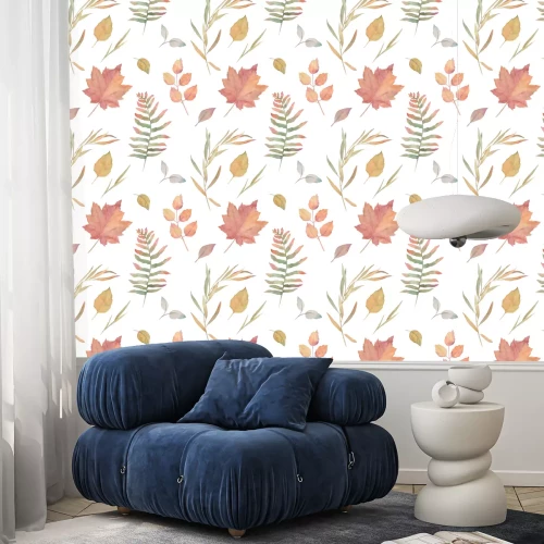 Behang Aquarel naadloze patroon voor batik, textiel, stof. Bloemenprint. Herfstbladeren. Hand getrokken illustratie