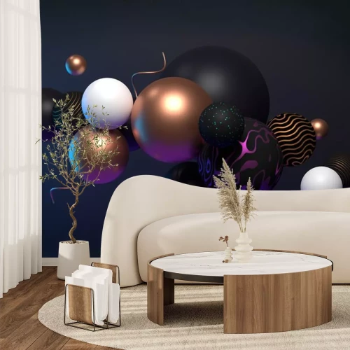 Sticker 3d planeten geclusterd in één cluster