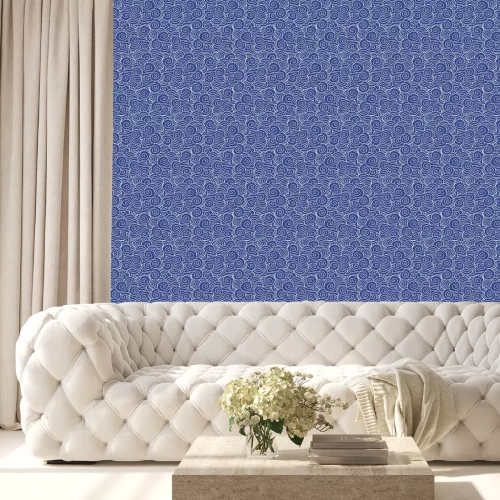 Behang Traditionele oosterse Japanse blauwe golf