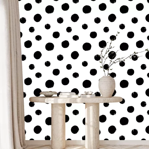 Behang Hand getrokken seamles patroon met getextureerde cirkels. Ongelijke polka dot ontwerp, vectorillustratie.