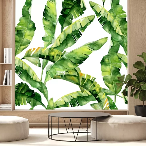 Fotobehang Grote bladeren van een bananenpalm