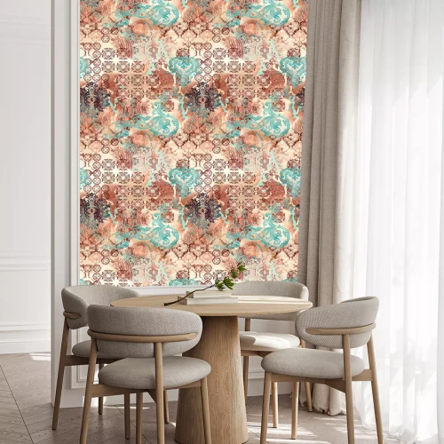 Behang Etnische geometrische motieven op een abstracte achtergrond