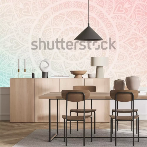 Sticker Dromeric gradiënt behang met mandala patroon. Vectordakgrot voor yoga, meditatieaffiche.