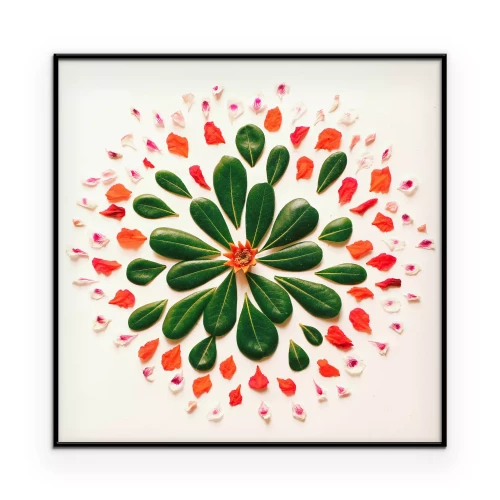 Poster Mandala van bladeren en bloemblaadjes