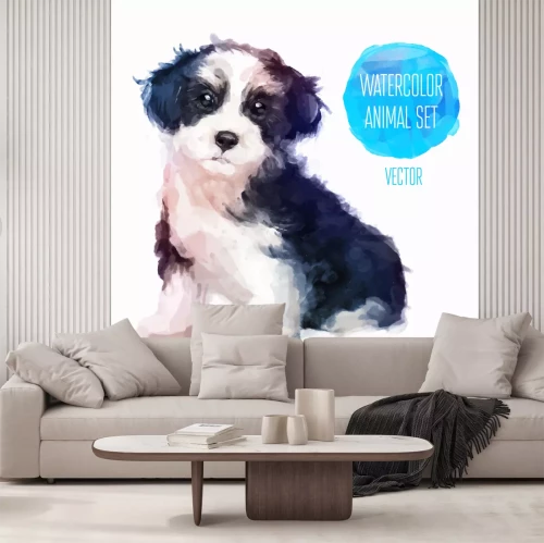 Sticker Haustiere Aquarell Hund mit schwarzer Nase