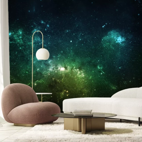 Fotobehang Groene nevel in de ruimte