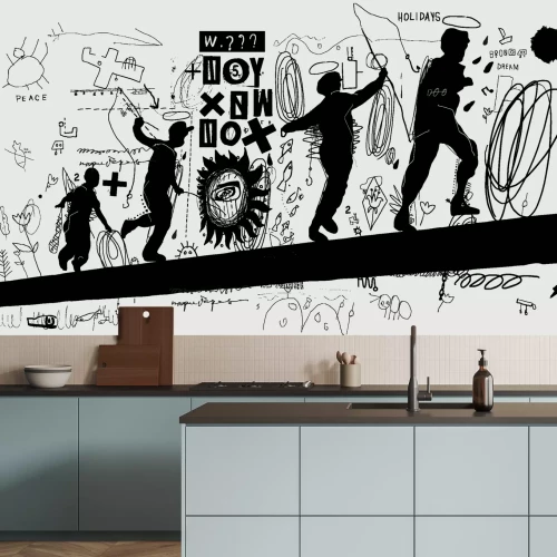 Fotobehang Zwart-wit graffiti