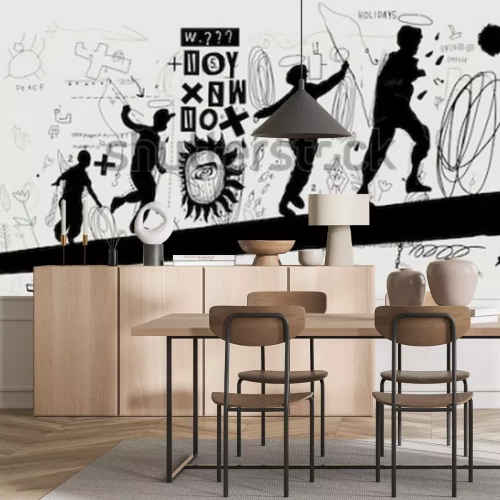 Fotobehang Zwart-wit graffiti