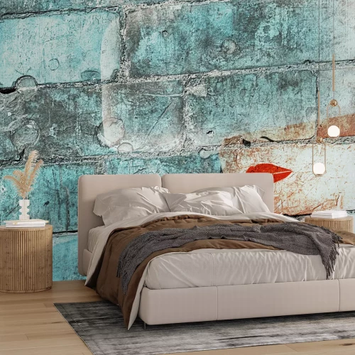 Fotobehang Het gezicht van een vrouw geschilderd op de muur