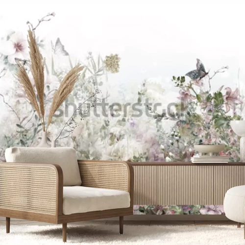 Fotobehang Aquarel van bloemen