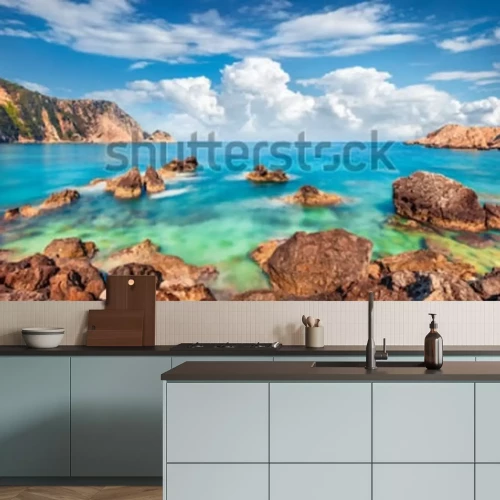 Fotobehang Tropisch strand en turquoise zee