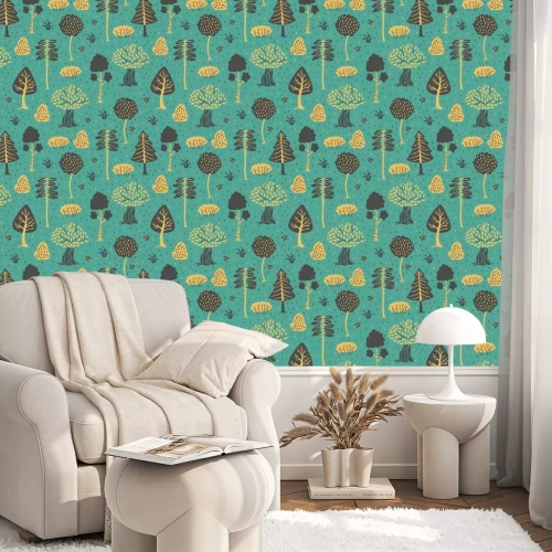 Behang Doodle stijl bos