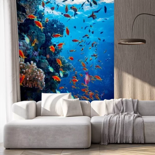 Fotobehang Kleurrijke visjes en koraalrif