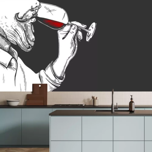 Sticker sommelier probeert wijn