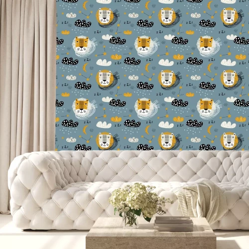 Behang Slapende leeuwen tussen de wolken