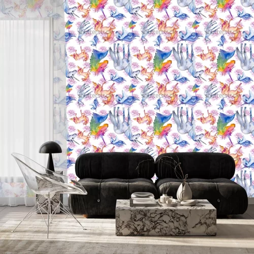 Behang Regenboog eenhoorns