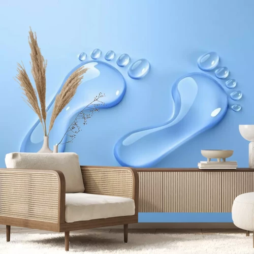Fotobehang Voetafdrukken gemaakt van waterdruppels
