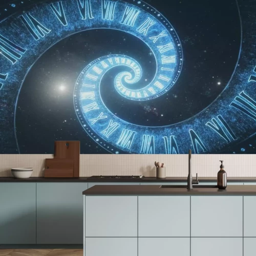 Fotobehang De ruimte en de spiraal van de Romeinse klok