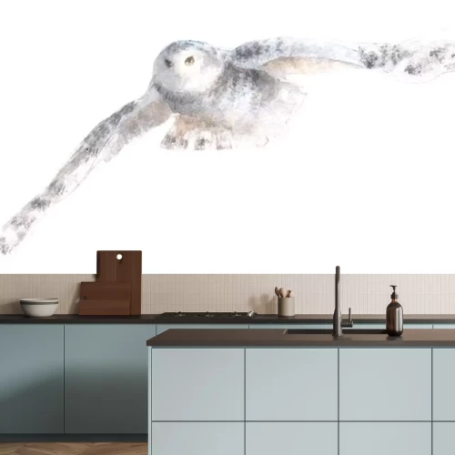 Sticker Pastelkleurillustratie met een uil tijdens de vlucht