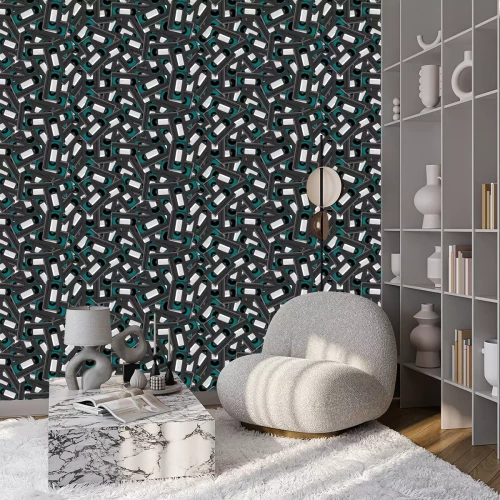 Behang Textuur, naadloos patroon van oude retro wijn grijze antieke analoge hipster film videocassettes voor een videorecorder met een magnetische film voor het bekijken van films