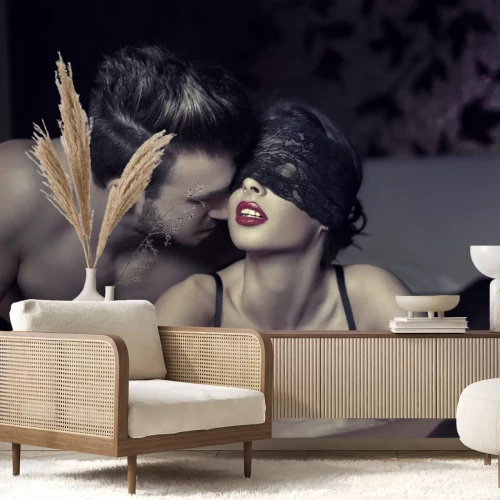 Fotobehang Erotische weergave van een koppel in lingerie