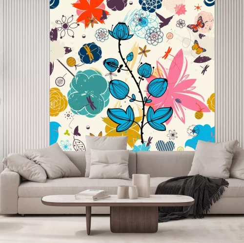 Sticker Retro bloemmotief