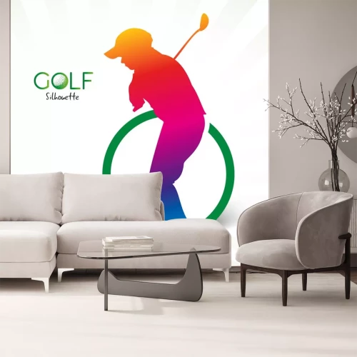 Sticker Kleurrijk golfsilhouet dat op witte, vectorillustratie wordt geïsoleerd
