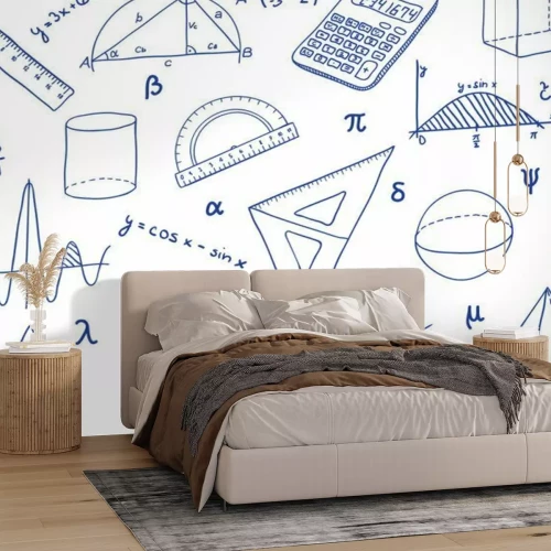 Fotobehang Wiskundige motieven en formules gestileerd als handtekeningen