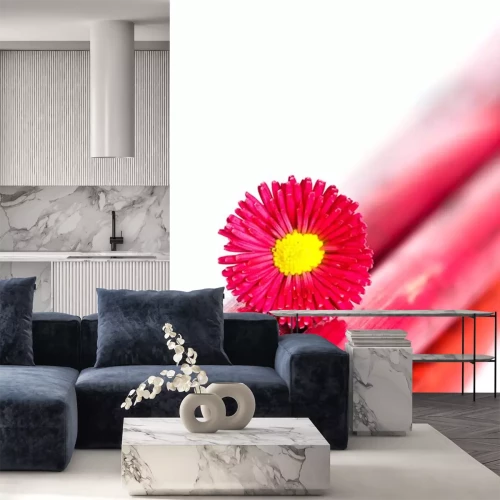 Sticker Bloem op een rode steel