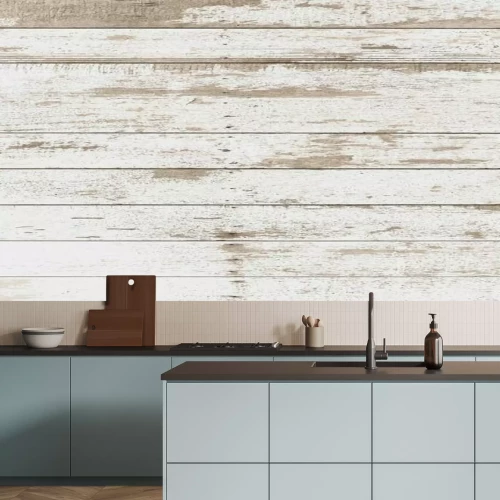 Fotobehang Witte houten planktextuur