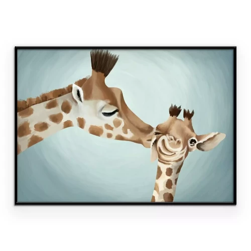 Poster Moedergiraffe met jong
