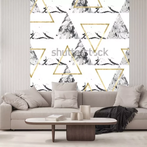 Fotobehang Glamour marmer en driehoeken