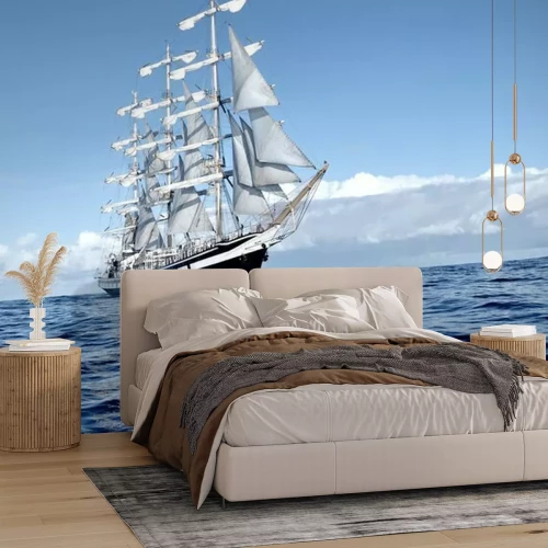 Fotobehang Een machtig schip in de blauwe zee